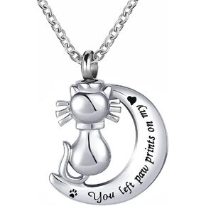 Pet Cat Dog Urn Necklace for Ashes Cremation Jewelry Memorial Animal Stainless Steel Pendant Ashes Holder Keepsakes Jewelry