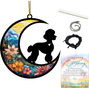 Poodle Memorial Suncatcher, Personalized Poodle Dog Memorial Ornament with Name Date, Dog Passing Away Gift, Loss of Dog Sympathy Gift, Remembrance Gifts for Loss of Pet
