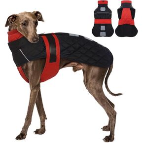 Greyhound Saluki Warm Dog Coat -Red,XXLarge- Waterproof Large Dog Winter Coat with Adjustable Bands,Water Resistant Dog Jacket,Dog Coat with Harness Hole,Dog Winter Jackets with Turtleneck