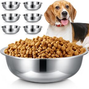 Nuogo 6 Pcs Stainless Steel Dog Bowls 13.4 Inch Replacement Basic Dog Bowls High Capacity Metal Dog Water Bowl for Large, Extra Large and Huge Dogs Indoor Outdoor