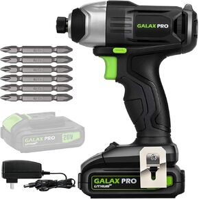 GALAX PRO Cordless Drill Driver/Impact Driver with 1pcs 1.3Ah Lithium-Ion Batteries, Charger Kit, 11pcs Accessories and Tool Bag
