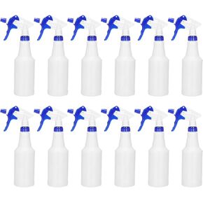 PATIKIL 750ml/24oz Plastic Spray Bottles, 12pcs Adjustable Nozzle Leak Proof Empty Water Mist Stream Sprayer for Cleaning Solutions Plants Hair, Blue