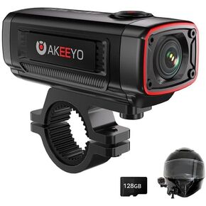 【2024 Newest】AKEEYO 710S 4K UHD Motorcycle Bicycle Outdoor Sports Dash Cam, Action Backup Camera, Starvis IMX335, Super Night Vision, F1.6 Aperture Lens, 142° Wide-Angle, IP66, Included 128GB SD Card