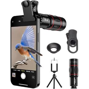 عدسة تليفوتوغرافي 18X من Evil Eye، عدسة تليفوتوغرافي عالية الدقة للهاتف المحمول مع حامل ثلاثي القوائم، عدسة BAK4 Prism/FMC، ملحق عدسة لأجهزة Android وiPhone وSamsung ومعظم الهواتف الذكية in Kuwait