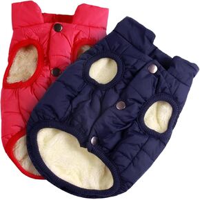 2 Pieces Pet Dog Jacket 2 Layers Fleece Lined Dog Jacket Warm Soft Windproof Small Dog Coat for Winter Cold Weather (Red, Pink, Medium)