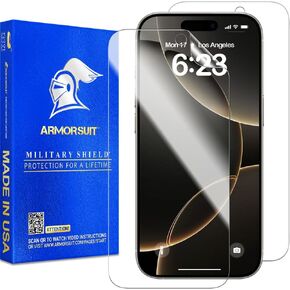 ArmorSuit 2 Pack for iPhone 16 Pro Screen Protector Case Friendly MilitaryShield HD Clear Film - Made in USA