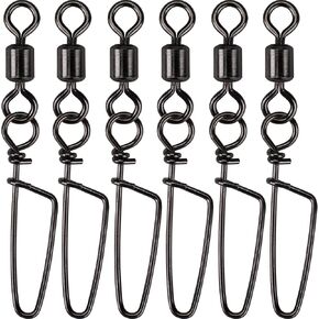 Fishing Swivels with Snap, Bass Fishing Gear, High Strength Stainless Steel Fast Change Fishing Line Leader Bass Lures Hooks Weights 50 Pcs (Test 70-150 Pound)