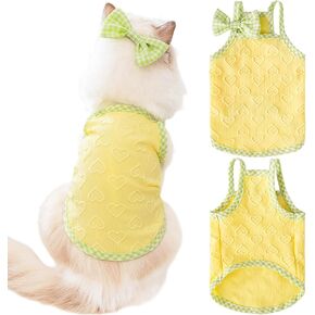 ملابس صيفية للكلاب، سترة على شكل قلب للجرو، قميص بدون أكمام يسمح بمرور الهواء للحيوانات الأليفة للكلاب الصغيرة والمتوسطة والقطط (أبيض، متوسط) in Kuwait