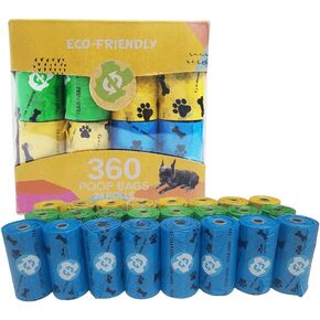 Dog Poop Bags Rolls, Leakproof Strong & Sturdy Poop Bags for Dog, Doggie Cat Poop Bags Cats Litter, Waste Bags Poppy Trash Bags for Doggy Pets - 24 Rolls (360 Bags)
