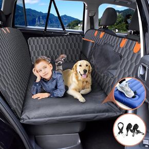 Back Seat Extender for Dogs with Air Cushion-Inflate only 40s, Hard Bottom Car Seat Cover for Dogs Holds 400lbs, Sturdy and Comfortable Backseat Extender for Dogs, Large Space Dog Travel Bed for Car