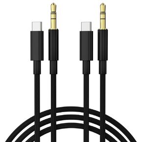 Mizi (2Pack USB C to 3.5mm Audio Aux Jack Cable,3.3FT USB Type C to Male Adapter Dongle Cable Cord Car Headphone Compatible with iPhone 15 Plus/15 Pro Max Samsung Galaxy S24 S23 S22,iPad Pro - Black