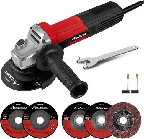 AVID POWER Angle Grinder, 7.5-Amp 4-1/2 inch Electric Grinder Power Tools with Grinding and Cutting Wheels, Flap Disc and Auxiliary Handle for Cutting, Grinding, Polishing and Rust Removal - Red in Saudi Arabia