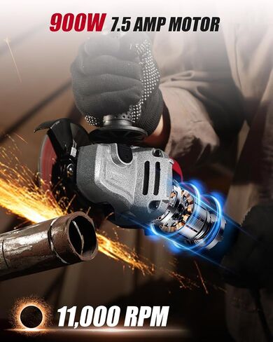 AVID POWER Angle Grinder, 7.5-Amp 4-1/2 inch Electric Grinder Power Tools with Grinding and Cutting Wheels, Flap Disc and Auxiliary Handle for Cutting, Grinding, Polishing and Rust Removal - Red in Saudi Arabia