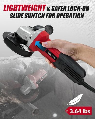 AVID POWER Angle Grinder, 7.5-Amp 4-1/2 inch Electric Grinder Power Tools with Grinding and Cutting Wheels, Flap Disc and Auxiliary Handle for Cutting, Grinding, Polishing and Rust Removal - Red in Saudi Arabia