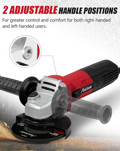 AVID POWER Angle Grinder, 7.5-Amp 4-1/2 inch Electric Grinder Power Tools with Grinding and Cutting Wheels, Flap Disc and Auxiliary Handle for Cutting, Grinding, Polishing and Rust Removal - Red in Saudi Arabia
