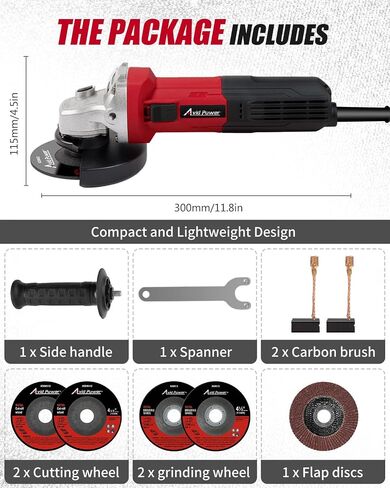AVID POWER Angle Grinder, 7.5-Amp 4-1/2 inch Electric Grinder Power Tools with Grinding and Cutting Wheels, Flap Disc and Auxiliary Handle for Cutting, Grinding, Polishing and Rust Removal - Red in Saudi Arabia