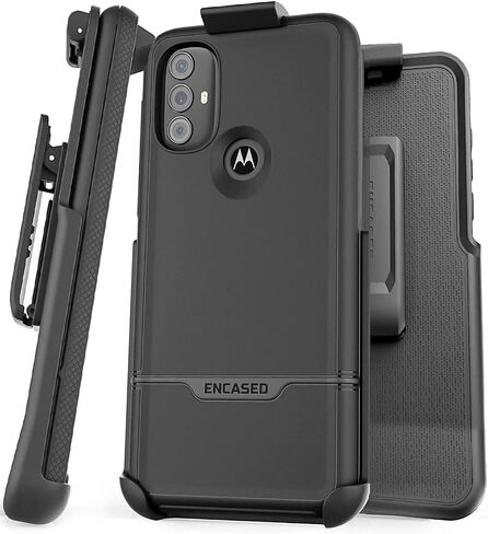 Encased Belt Case for Moto G Power 2022 Case with Holster Clip | Protective Full Body Shockproof Cover, Black (Motorola G-Power 2022) in Saudi Arabia