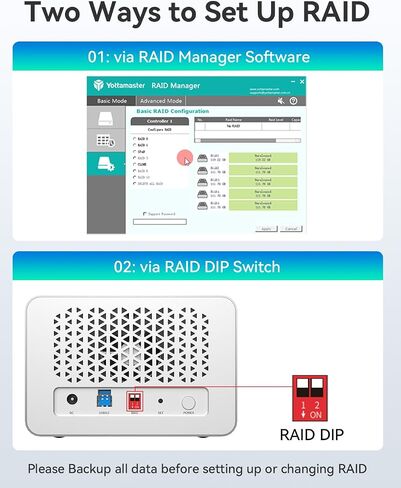 حاوية محرك الأقراص الثابتة Yottamaster VN200RU3 2 Bay RAID، حاوية USB3.0 2 Bay RAID من الألومنيوم DAS لـ 2.5 بوصة و3.5 بوصة SATA HDD/SSD، دعم 44 تيرابايت (2x22 تيرابايت)، RAID 1، JBOD، الوضع العادي (بدون قرص) in Saudi Arabia