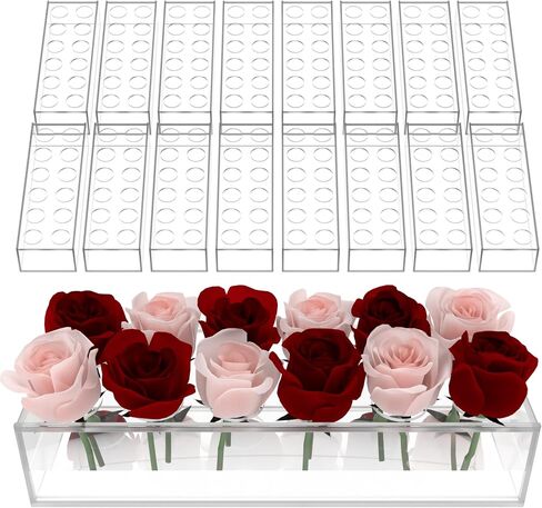 4 Pack 12" Clear Acrylic Flower Vase Rectangular Floral Centerpiece for Dining Table Modern Flower Arrangement for Home Decor or Weddings in Saudi Arabia