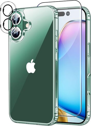 xiwxi for iPhone 16 Case,with Screen Protector+Camera Lens Protector,Non-Yellowing,Military-Grade Drop Protection,Perfect Handfeel,Shockproof Bumper,Clear Slim Phone Case-6.1 inch in Saudi Arabia
