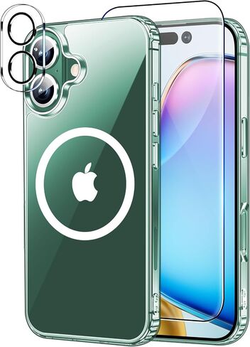 xiwxi for iPhone 16 Case,with Screen Protector+Camera Lens Protector,Non-Yellowing,Military-Grade Drop Protection,Perfect Handfeel,Shockproof Bumper,Clear Slim Phone Case-6.1 inch in Saudi Arabia