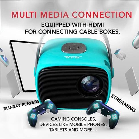 جهاز عرض المسرح المنزلي المحمول RCA RPJ264 - جودة ممتازة - سطوع أبيض - جهاز عرض متوافق مع الكمبيوتر الشخصي، صندوق التلفزيون، PS4 - HDMI/USB/VGA- (أزرق) in Kuwait