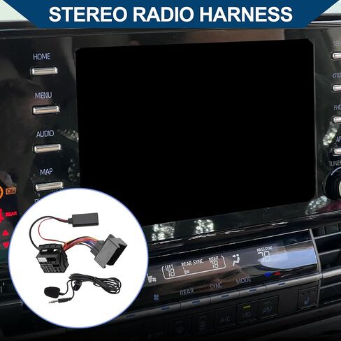 Stereo Radio Harness with Microphone Handsfree for Audi Bluetooth AUX Adapter Music Cable Convenient 11.5cm 1 Set Black in Saudi Arabia