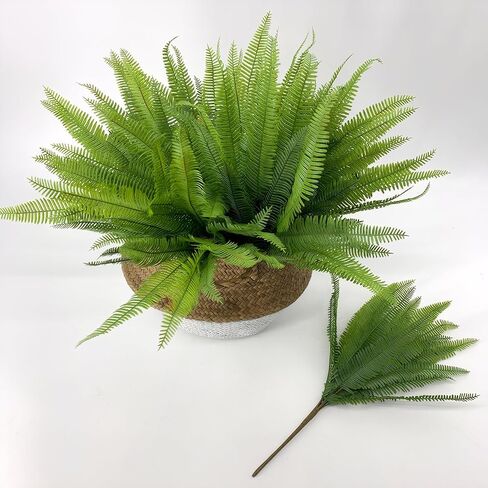 17.5" Artificial Radix Asparagi Fern Bush 2Pcs Faux Asparagus Fern Indoor Plant Greenery Stems Plants for Vase Bouquets Home Office Wedding Greenery Decor. in Saudi Arabia