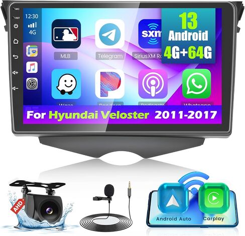 [8 Core 4G+64G] Android 13 Stereo for Hyundai Veloster 2011-2017 with Wireless Carplay Android Auto, 9 Inch 1280x720 Resolution Tounch Screen Radio with DSP 32EQ RDS GPS SWC in Saudi Arabia
