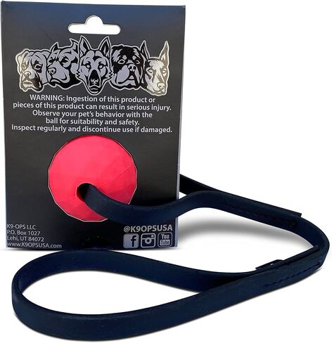 Dog Ball Tug with Handle Biotug Fetch Toy - Rubber Reward Toys - Large Dogs Durable Indestructible Aggressive Chewers pitbull dobermann rottweiler shepherd (LG/XL, Tiger Orange) in Saudi Arabia