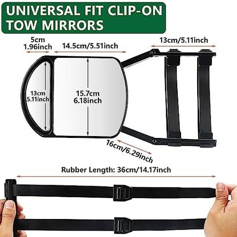 Piclafe Mirror Extenders For Towing, Universal Clip-on Towing Mirrors 360 Degree Adjustable Extension Mirrors for Towing Trailer Truck, 2pcs in Kuwait
