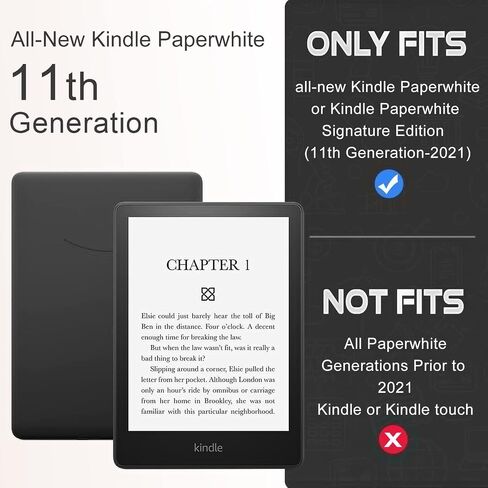 CoBak Case for Kindle Paperwhite (6.8" 11th Generation 2023 Released) & Paperwhite Signature Edition- New PU Leather Cover and Clear Soft Silicone Back Cover with Auto Sleep Wake Feature in Saudi Arabia