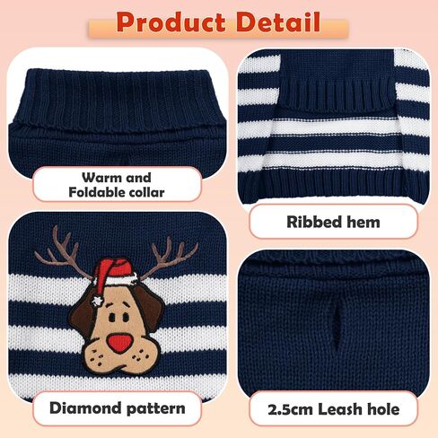 YUDODO Dog Sweater for Small Dogs Cartoon Antlers Knitted Puppy Sweater Pet Dog Striped Winter Clothes Warm Sweater for Yorkies Chihuahua(Medium,Black) in Saudi Arabia