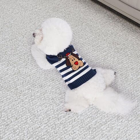 YUDODO Dog Sweater for Small Dogs Cartoon Antlers Knitted Puppy Sweater Pet Dog Striped Winter Clothes Warm Sweater for Yorkies Chihuahua(Medium,Black) in Saudi Arabia
