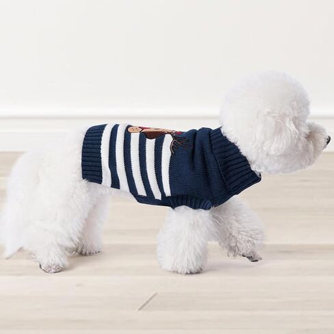 YUDODO Dog Sweater for Small Dogs Cartoon Antlers Knitted Puppy Sweater Pet Dog Striped Winter Clothes Warm Sweater for Yorkies Chihuahua(Medium,Black) in Saudi Arabia