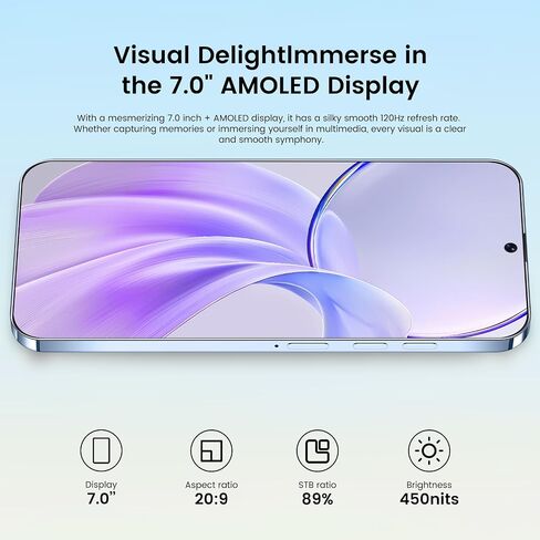 C24 Android Phones,8+256GB Unlocked Cell Phone,Android 14.0 Smartphone,108MP+48MP Camera,6800mAh Battery,7.0 inch HD Display,Dual SIM/Fingerprint Lock/Face ID/5G Phone/GPS-Purple in Saudi Arabia