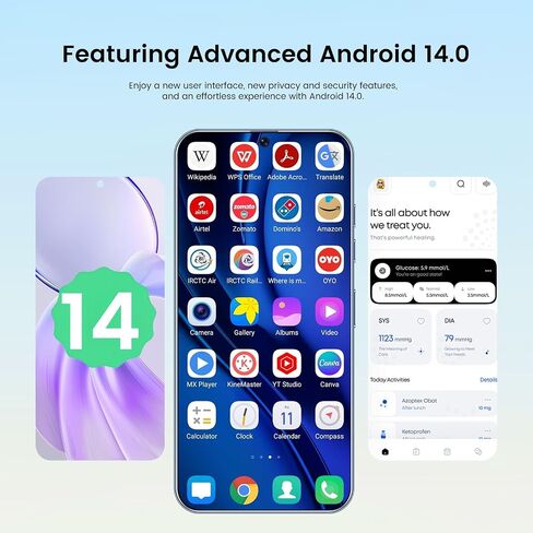 C24 Android Phones,8+256GB Unlocked Cell Phone,Android 14.0 Smartphone,108MP+48MP Camera,6800mAh Battery,7.0 inch HD Display,Dual SIM/Fingerprint Lock/Face ID/5G Phone/GPS-Purple in Saudi Arabia