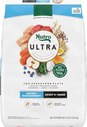 Nutro Ultra Adult Weight Management Dry Dog Food, Chicken, Lamb and Salmon Protein Trio, 24 lb. Bag in Kuwait