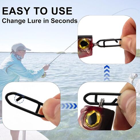 50-Pack Fishing Stealth Power Speed Clips, High Strength Stainless Steel Speed Clips for Fishing Lures Quick Change, Freshwater Saltwater Crankbait Popper Lures Quick Snap Connector Tackle in Saudi Arabia