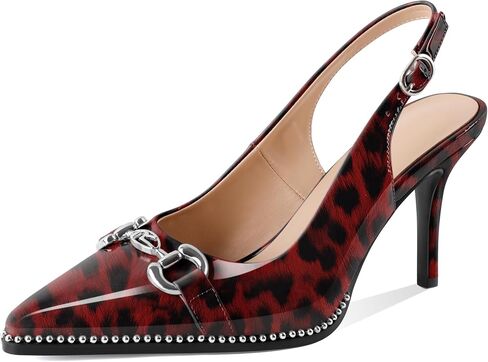 SAMMITOP Women Slingback High Heel Pumps Closed Pointed Toe Beaded Buckle Strap Slip On Stilettos 3.5 Inch Dress Pumps Shoes in Saudi Arabia