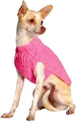 Chilly Dog Pink Cable Dog Sweater, X-Small in Saudi Arabia