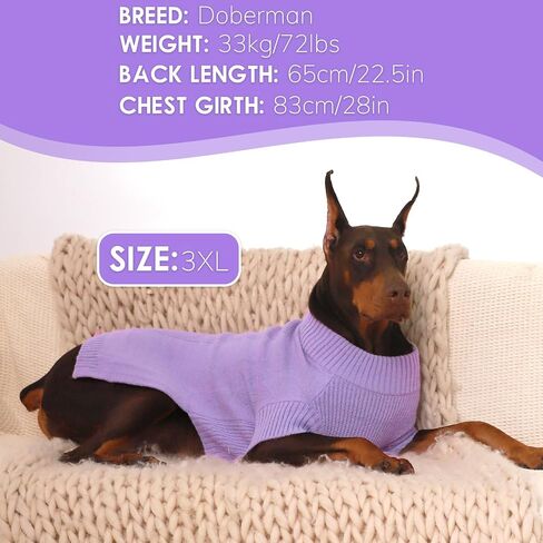 XXXL Dog Sweater, Halloween Dog Sweater for Extra Large Dogs Male Female, Dog Pullover Sweater, Big Dog Christmas Clothes, Holiday Pet Costumes for Husky, Golden Retriever, Doberman, Purple 3XL in Saudi Arabia