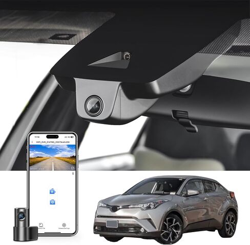 كاميرا داش كام أمامية 4K وخلفية 1080P مناسبة خصيصًا لسيارة Toyota C-HR 2021 2022 LE Limited XLE Nightshade (الموديل A)، مظهر OEM متكامل، فيديو 2160P UHD، تطبيق WiFi مدمج، سهل التركيب in Kuwait
