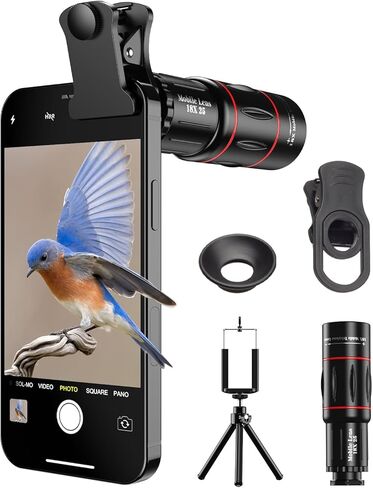 عدسة تليفوتوغرافي 18X من Evil Eye، عدسة تليفوتوغرافي عالية الدقة للهاتف المحمول مع حامل ثلاثي القوائم، عدسة BAK4 Prism/FMC، ملحق عدسة لأجهزة Android وiPhone وSamsung ومعظم الهواتف الذكية in Kuwait