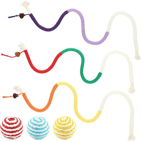 Cat Toy with Catnip,6pcs Cat String Sisal Rope Toy Cat Toys for Cats Kittens Teeth Cleaning and Dental Care,Interactive Cat Kicker Toy Kitten Toys for Bored Indoor Cats Kitty in Kuwait