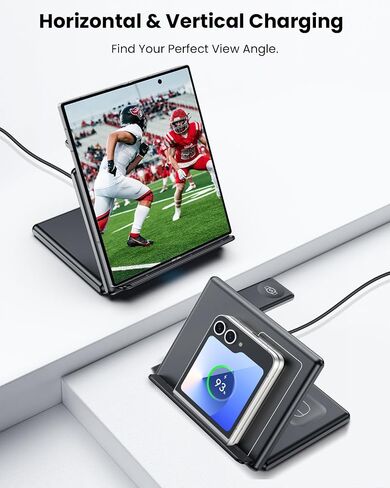 GEEKERA Wireless Charger for Samsung, 3 in 1 Foldable Wireless Charging Station for Samsung Galaxy Z Flip/Fold 6 5 4 3, S24 S23 S22 S21 S20 Ultra Plus, Watch 6 5 4 3 Active, Buds 2 Pro/Live, Android in Saudi Arabia
