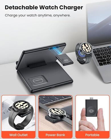 GEEKERA Wireless Charger for Samsung, 3 in 1 Foldable Wireless Charging Station for Samsung Galaxy Z Flip/Fold 6 5 4 3, S24 S23 S22 S21 S20 Ultra Plus, Watch 6 5 4 3 Active, Buds 2 Pro/Live, Android in Saudi Arabia
