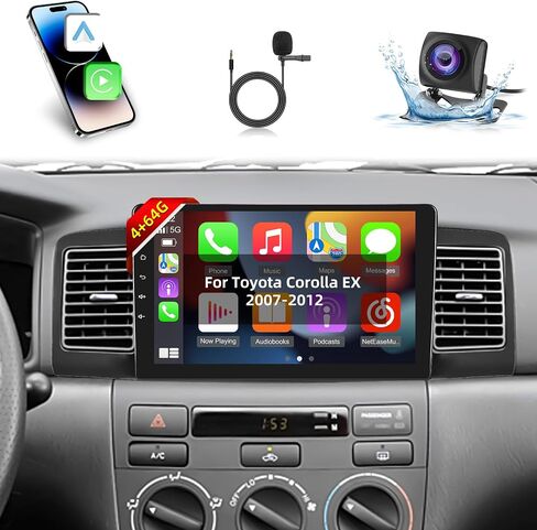 EKAT 4G+64G Android Car Stereo for Toyota Corolla EX 2007-2012 - 9 Inch HD Touch Screen Stereo with Wireless Carplay & Android Auto - 32 EQ DSP, WiFi, GPS, SWC, Split Screen + AHD Rear View Camera in Saudi Arabia