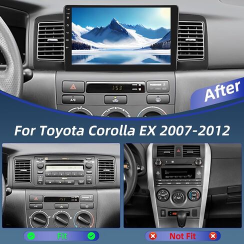 EKAT 4G+64G Android Car Stereo for Toyota Corolla EX 2007-2012 - 9 Inch HD Touch Screen Stereo with Wireless Carplay & Android Auto - 32 EQ DSP, WiFi, GPS, SWC, Split Screen + AHD Rear View Camera in Saudi Arabia