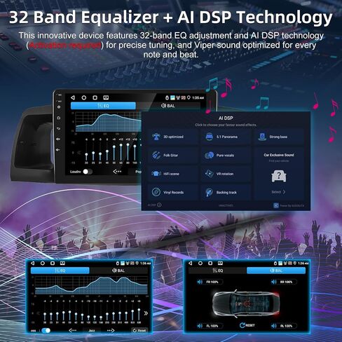 EKAT 4G+64G Android Car Stereo for Toyota Corolla EX 2007-2012 - 9 Inch HD Touch Screen Stereo with Wireless Carplay & Android Auto - 32 EQ DSP, WiFi, GPS, SWC, Split Screen + AHD Rear View Camera in Saudi Arabia